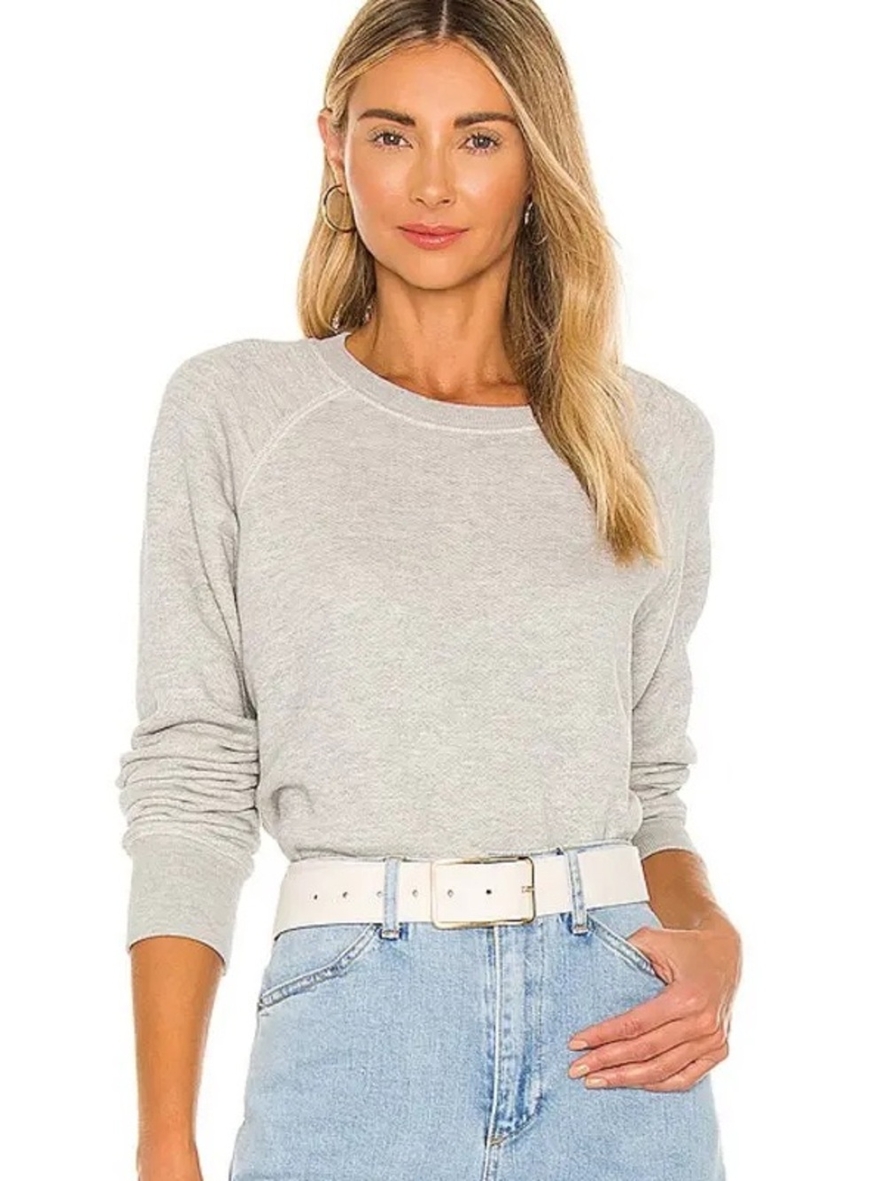 RE/DONE X Hanes Classic Raglan Crewneck Sweatshirt In Grey